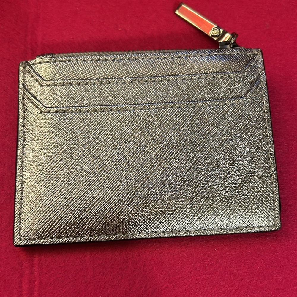 Silver metallic Kate Spade card wallet - Picture 2 of 6